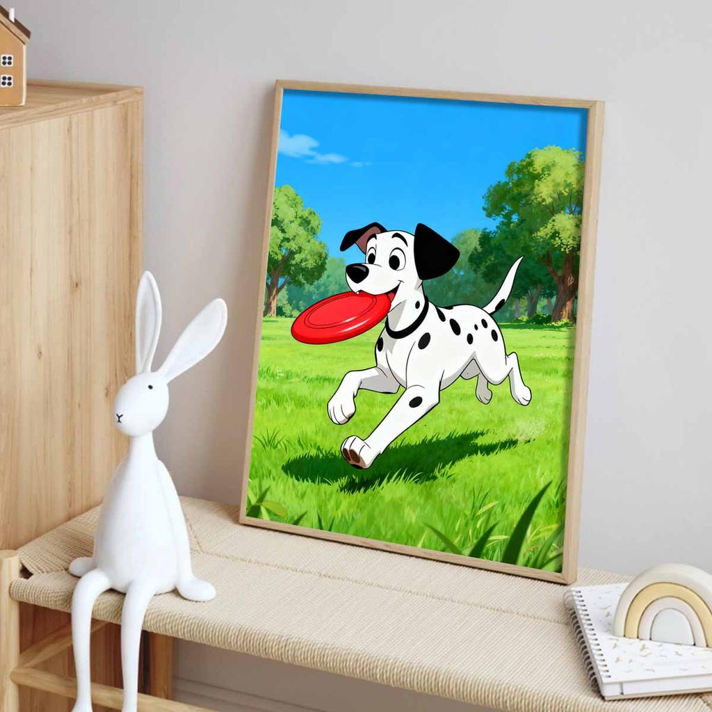 Disney Dalmatian dog frisbee fun 5D handmade diy diamond painting, home wall decoration