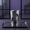 Gothic Style Metal Water Cup Thermochromic Color-Changing Cup, Horror Theme Cold Drink Spooky Prison Hand Design Mug Tumbler, Wide Mouth for Halloween