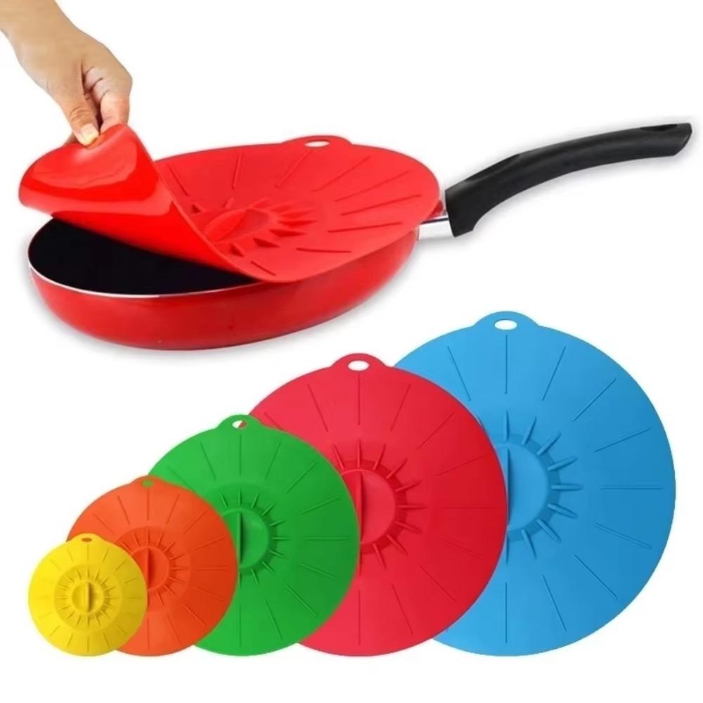 5Pcs Heat Resistant Suction Cover Spill-proof Pot Lid Household Microwave Bowl Cover Cup