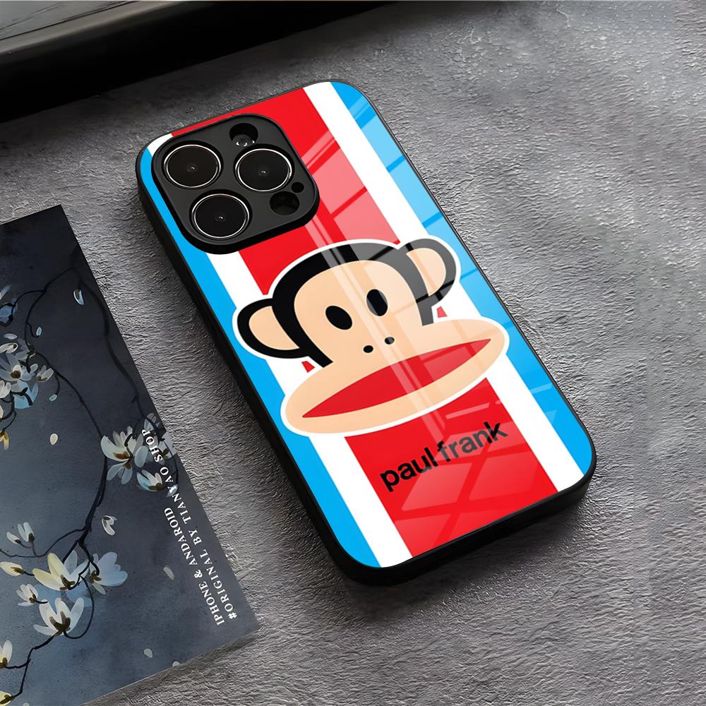 P-Paul F-Frank Phone Case For IPhone 17 Air 16 E Pro Max 15 14 13 Mini 12 Pro 11 Max Plus Black Glass Cover