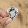 925 Sterling Silver Natural Rainbow Moonstone Rough Promise Handmade Flower Ring