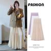 Women's Chiffon Elastic High Waist Pleated A-Line Flared Maxi Skirts Summer Flowy Boho Maxi Long Skirt Skort Comfy Relaxed Beach Vacation Clothes