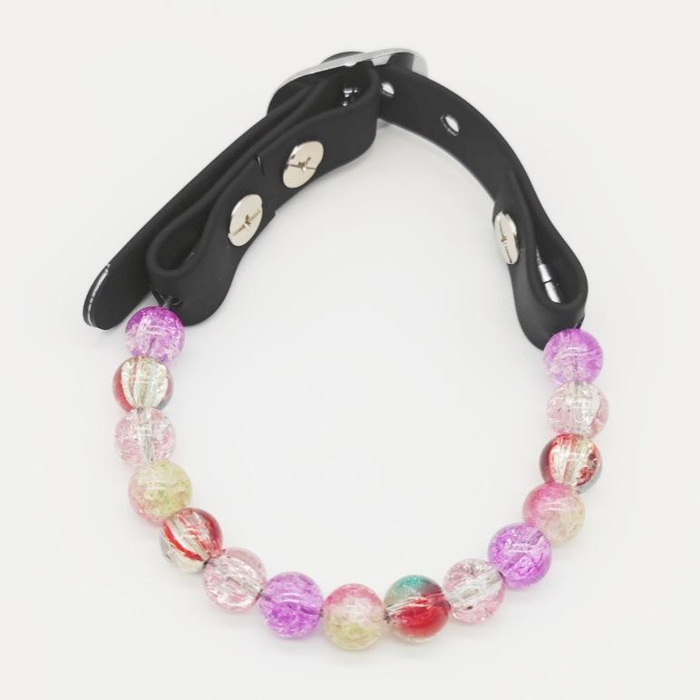 Fashion Pet Beaded Necklace Adjustable Transparent Glass Dog Cat Pearl Collar
