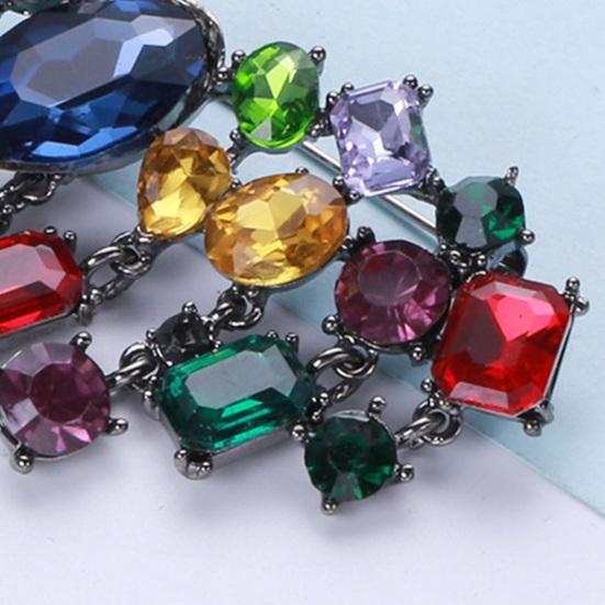 Преувеличенная мода, красочные стеклянные стразы, инкрустированная брошь, элегантный нерегулярный геометрический кардиган, булавка для свитера, свадебная вечеринка, ювелирное изделие, подарок