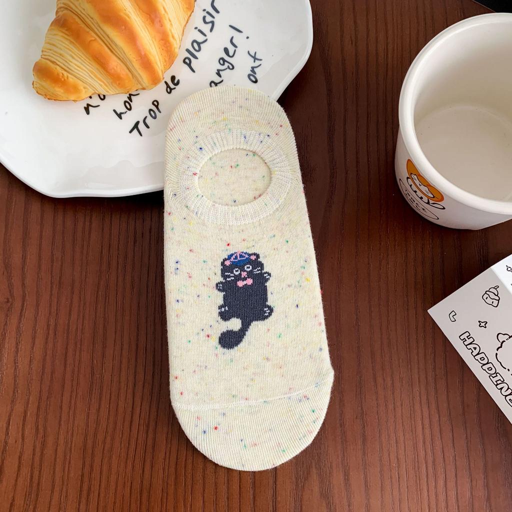 Cute Socks, Boat Socks, Summer Thin Idea Yarn, Cartoon Korean Boneless Silicone, Non-Slip Shallow Mouth Invisible Socks