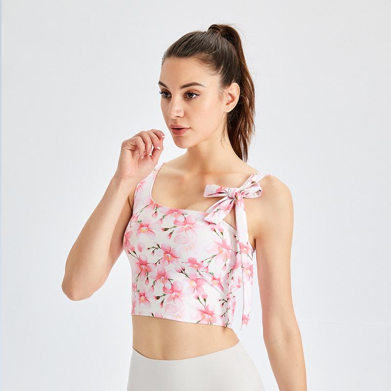 Новый стильный спортивный бюстгальтер для йоги с принтом феи: Женский топ для фитнеса и бега в стиле майки с ремешком и нагрудной накладкой