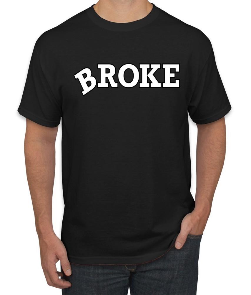 Broke Quote Graphic Black Cotton T-shirt