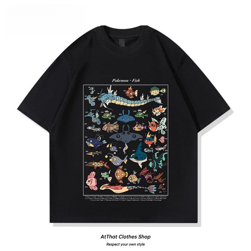 Unisexunisexkids Water Type Fish Species Collection Graphic Tshirt 2026 Summer Cotton Matching Family Tee Streetwear Tops
