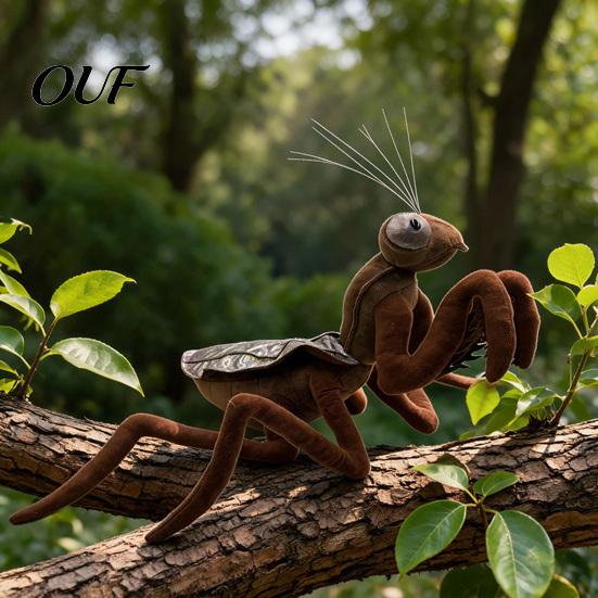 Soft Polyester Fiber Doll Realistic Mantis Stuffed Animal Plush Toy, Bendable Leg Praying Insect Unique Collectible Ornament Figure, Cute Decor,
