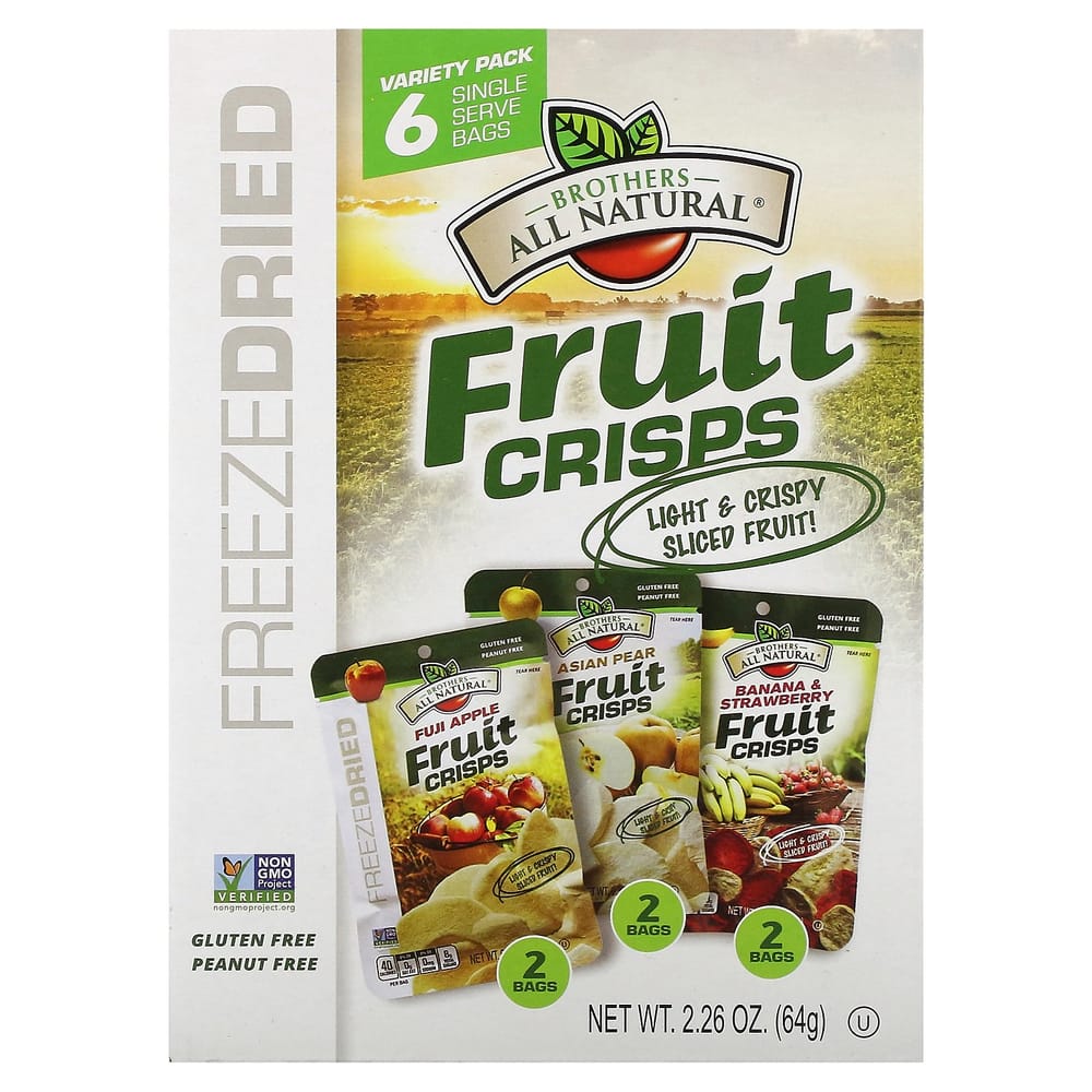 Brother All-Natural Fruit Crisp Variety Pack, 6 Single-Serving Bags, 64g (2.26oz)