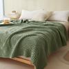 Summer Waffle Plaid Cotton Bed Blanket Throw Thin Quilt Knitted Bedspread Home Hotel Coverlets Green Pink Throw Blankets