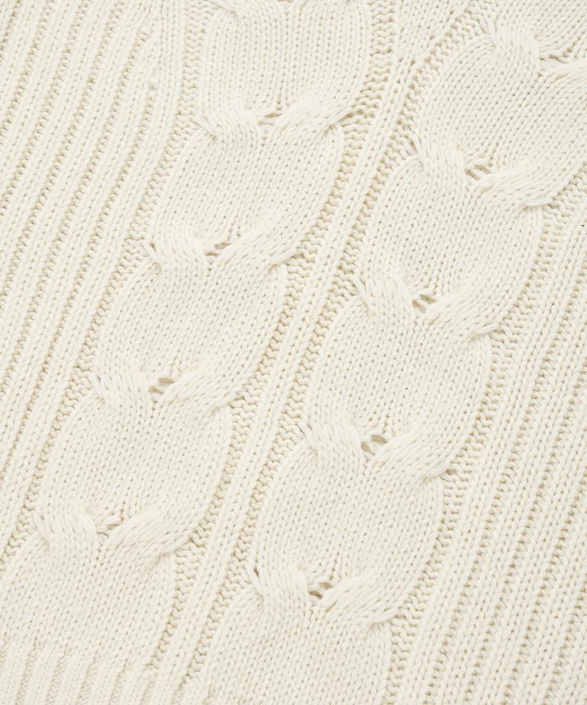 FALLETT Lambswool Cable Knit Half Zip Ivory