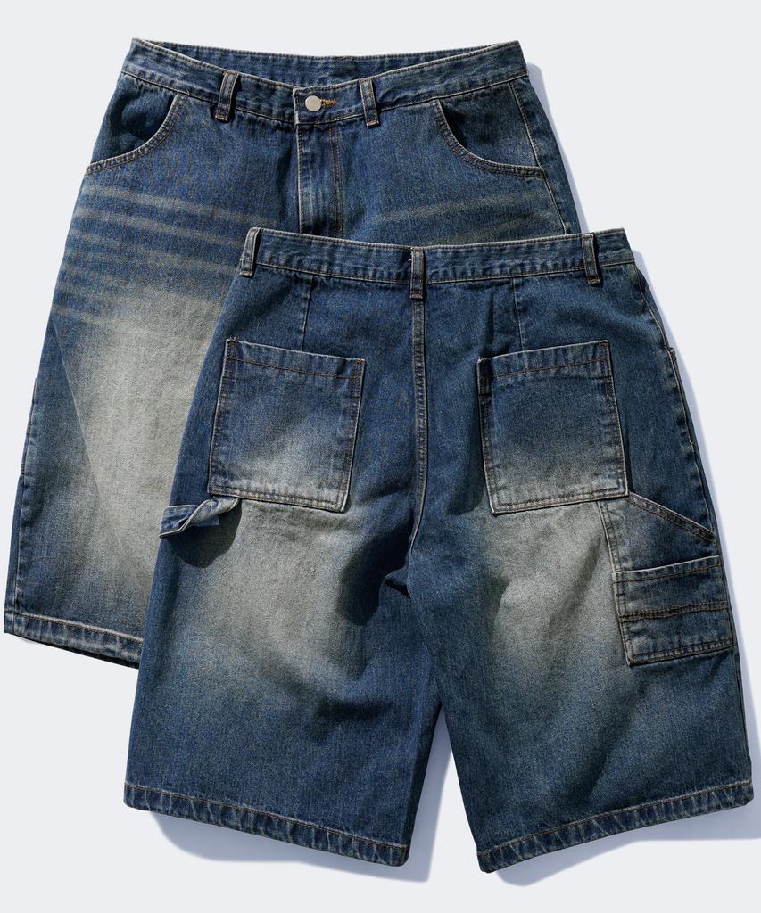PERSTEP Whisker Washed Denim Half Pants Blue Bjsp4624