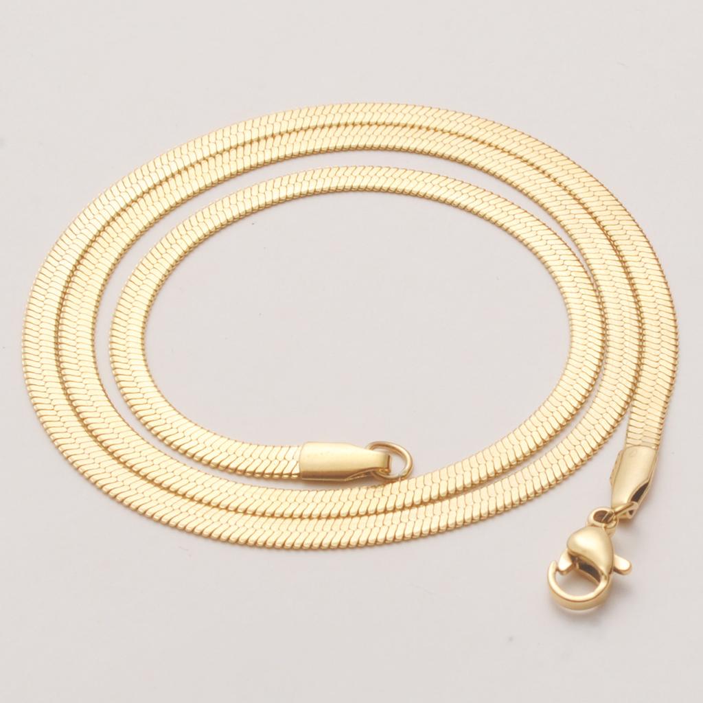 Titanium Steel Basic Necklace Gold Chain Flat Snake Chain Sweet Often Accessories Women'S Collarbone Chain Neck Chain