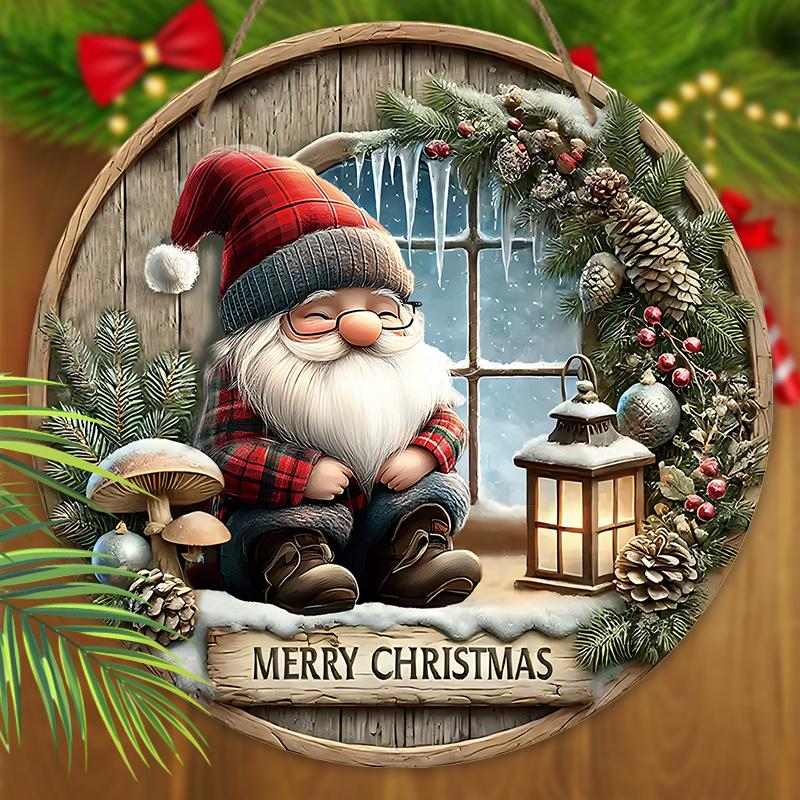 Очаровательная деревянная рождественская табличка с гномом, теплое зимнее рождественское украшение для декора входной двери и стен, идеальный рождественский подарок
