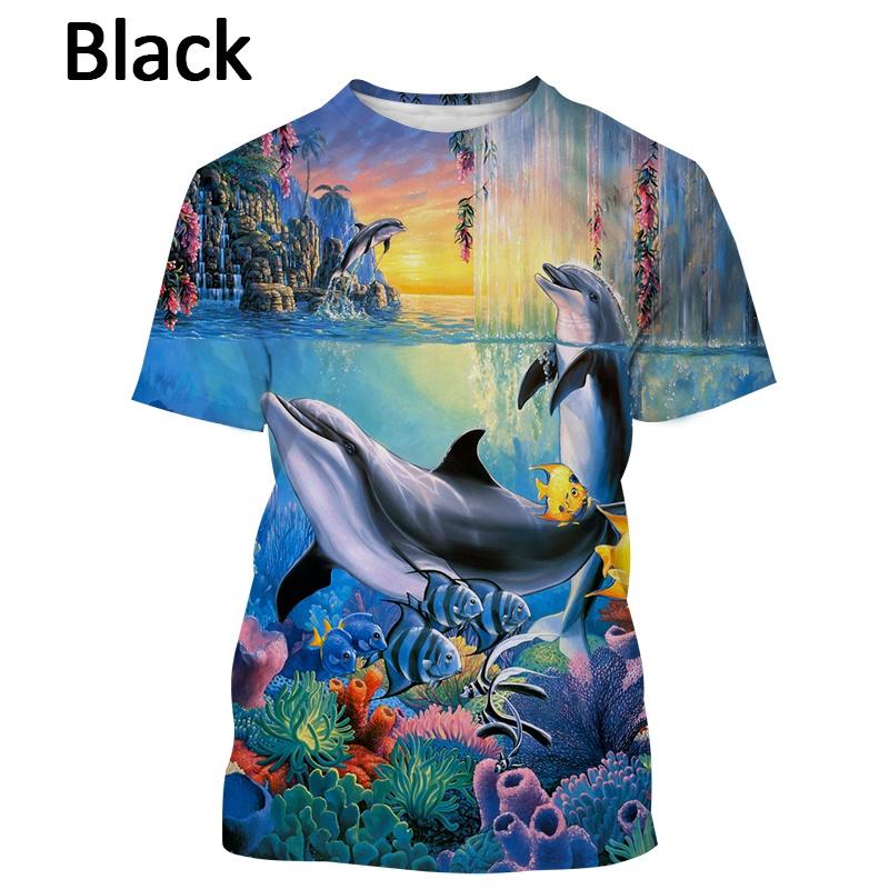 Футболка с дельфином 2022 года, женская повседневная модная дышащая футболка с коротким рукавом, уличный топ с изображением морского животного эльфа