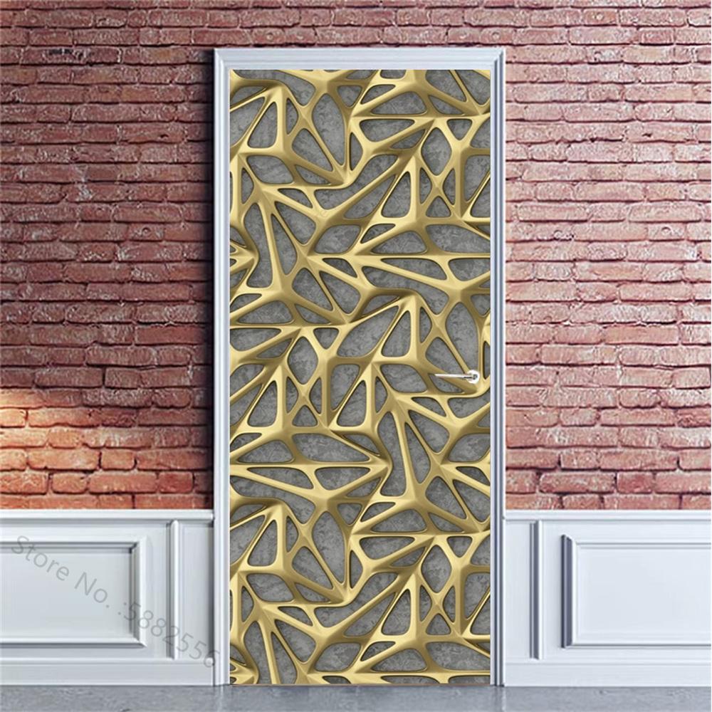 PVC Self-Adhesive Waterproof Door Sticker Modern Simulation Door Mural Wallpaper Living Room Study Home Decor Art Door Poster