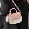 Женская сумка через плечо с шарфами, декором, контрастным цветным клапаном, женская маленькая сумочка, корейская модная тенденция, женская сумка через плечо, новая