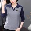 Новая женская футболка с длинным рукавом на весну и осень, женская рубашка поло с лацканами, большой размер, свободный крой, повседневный топ с воротником