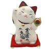 Yakushi Kiln Lucky Cat Total Length Aya Painting Money Luck Raifuku Luck Seal (Large) 11.5cm (Good Included)