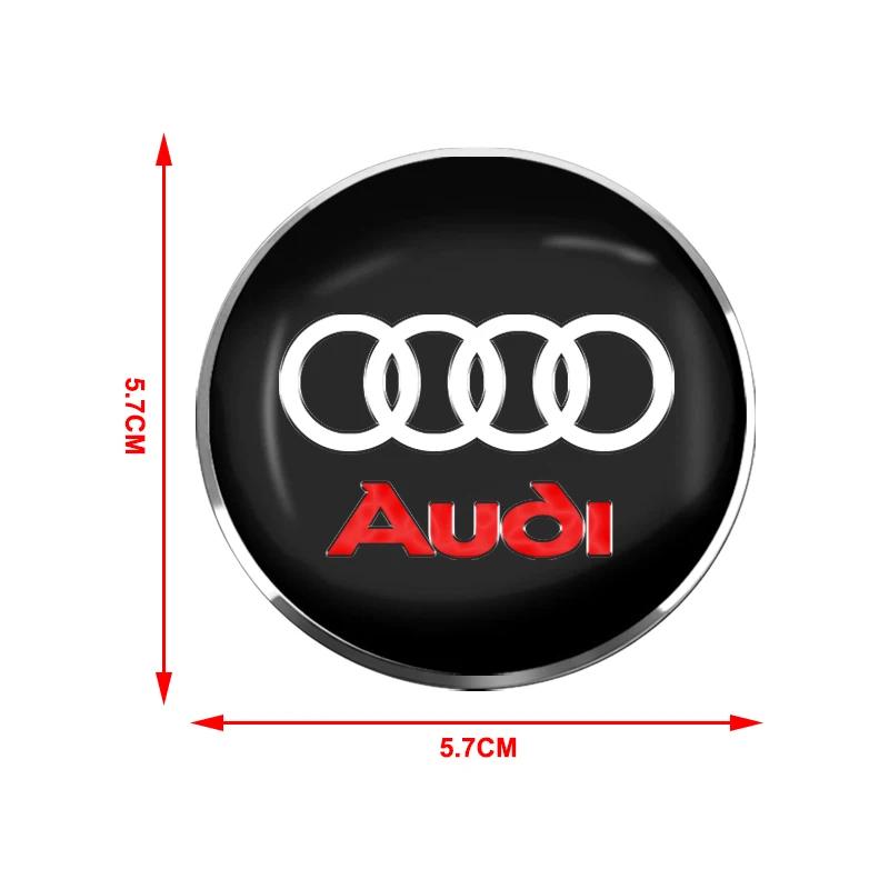 4Pcs Car Emblem 56mm Car Tyre Wheel Center Hub Cap Badge 3D sticker For Audi Q5 Q3 Q7 R8 A3 A4L A5 A6L A8 A1 TT 8L A4 A5 A6