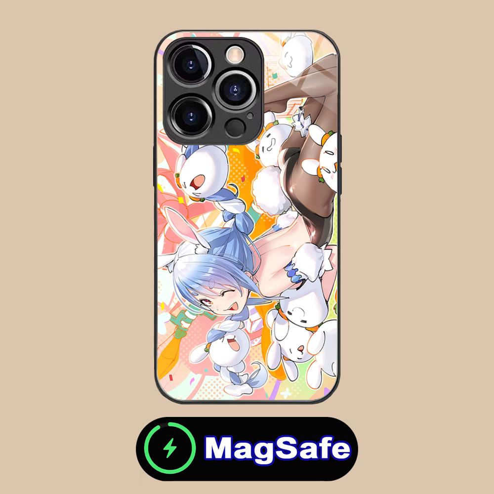 Б/у Чехол для телефона с аниме Пекора для iPhone 16 15 14 13 12 11 Pro Max Plus Mini MagSafe Стеклянный Цветной Защитный Смартфон Роскошный
