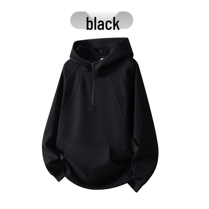 High-End Team Logo Half-Zip Hooded Sweatshirt, Long-Sleeve Workwear for Autumn/Winter
