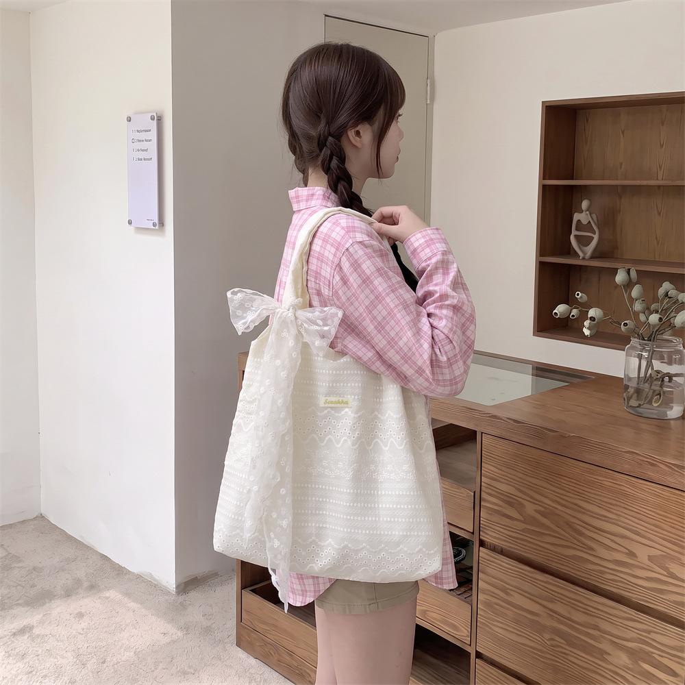 Style Lace Hollow Tote Bag Women's Shoulder Bag Ins Fashion Large Capacity Beach Bag