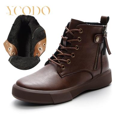 Осенние и зимние женские ботинки из натуральной кожи, студенческие кожаные ботинки для девочек, бархатные, теплые и удобные нескользящие ботильоны