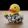 Halloween Middle Finger Duck Spooky Skull Bat Pumpkin Duck Figurine Resin Desktop Ornament for Holiday Home Office Decor
