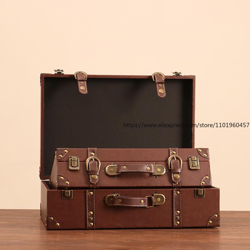 Винтажный чемодан в европейском стиле, реквизит для фотосъемки, антикварный кожаный сундук, коробка для хранения одежды, витрина модного бутика