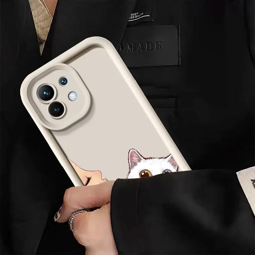 Чехол для телефона для Xiaomi 14T 14 13T Pro 12 13 11 Lite POCO F3 F5 X3 X5 X6 M5s M6 Pro Мягкий чехол Милый Прекрасный Кот Поцелуй Отказывается целоваться
