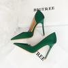 Fashion Fashion Lady Pointed Toe Stilettos High Heels Silks Satins Sexy Party Office Shoes for Women Summer Female Pumps