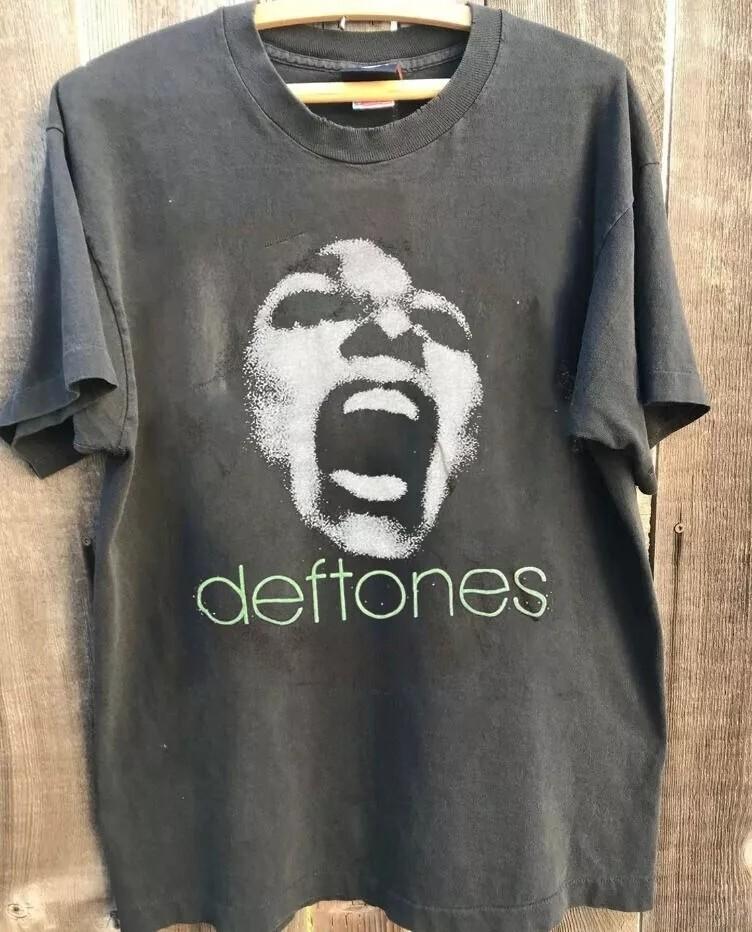 Футболка Deftones, Ретро-футболка Deftones из хлопка, угольного цвета, Унисекс S-5XL, Унисекс футболка