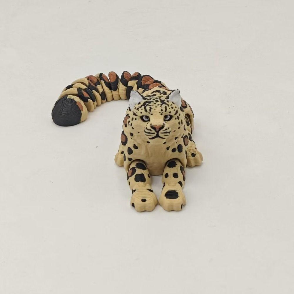 3D Printed Animals Figurine Articulated Simulation Figurine Cute Snow Leopard Model  Home Decor