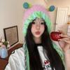 Earflap Alpaca Fiber Pullover Cap Knit Tassels Hat Cute Cleat Plush Beanies Hat  Girls