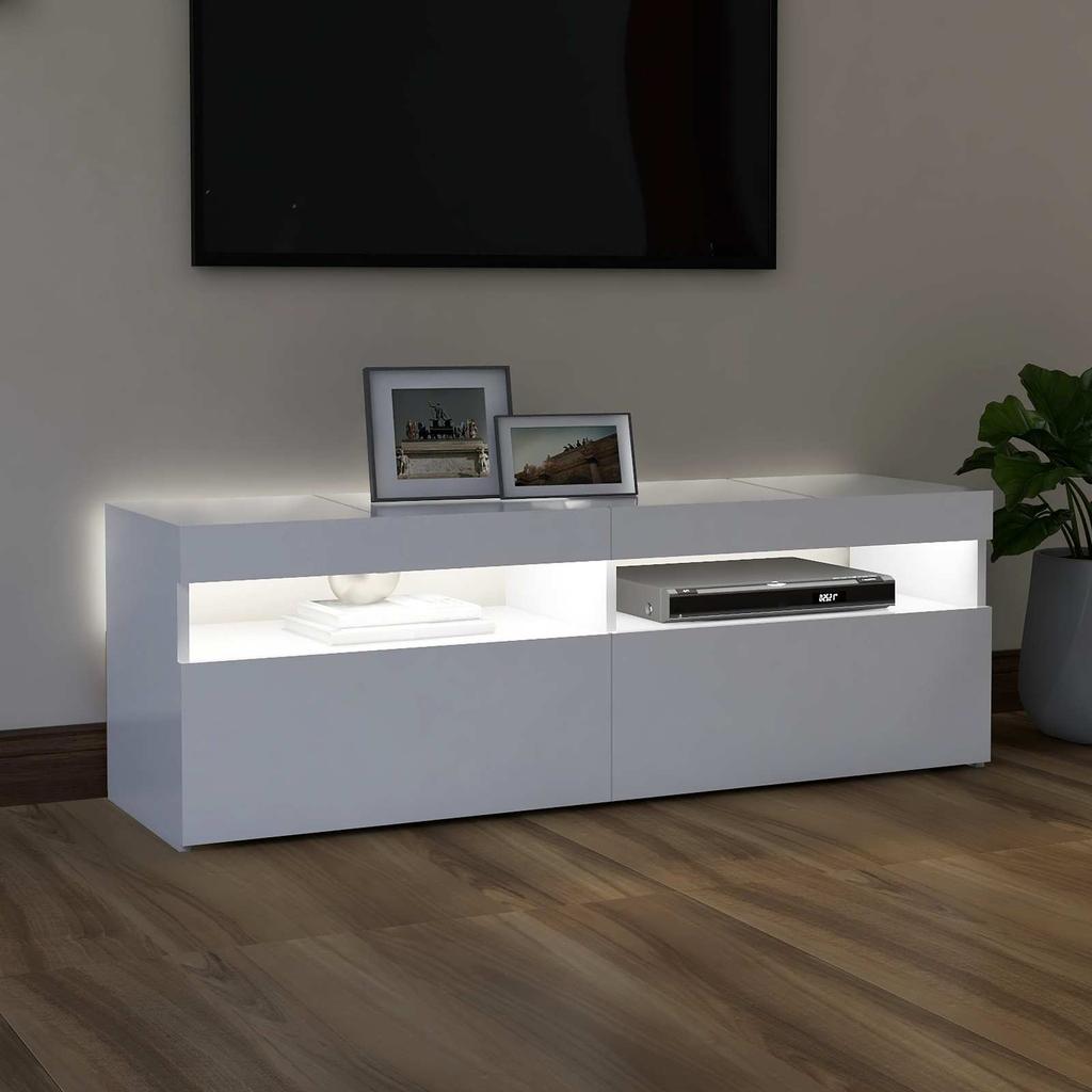 TV Cabinet with LED Lights White 120 x 35 x 40 cm