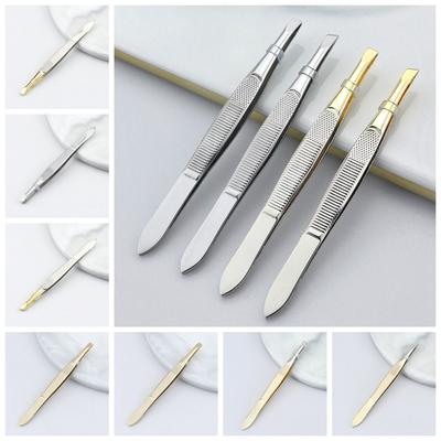 Пинцет для подравнивания бровей с плоским кончиком, нержавеющая сталь, инструменты для удаления волос на лице, щипцы для завивки ресниц для женщин