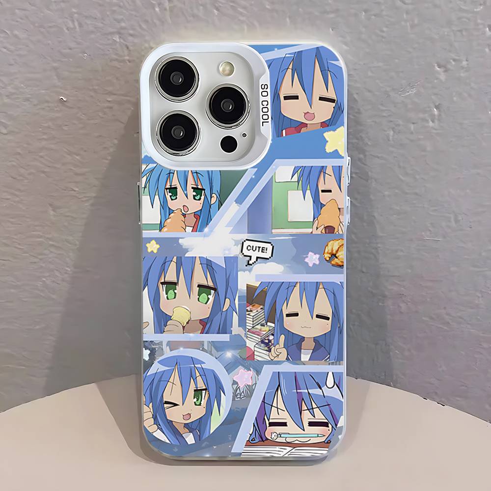 K-Konata Izumi Lucky S-Star Phone Case For iPhone 17,16,15,14,13,12,11,Pro,Max,Plus,SE,Air,Mini Anti Fall White Bumper