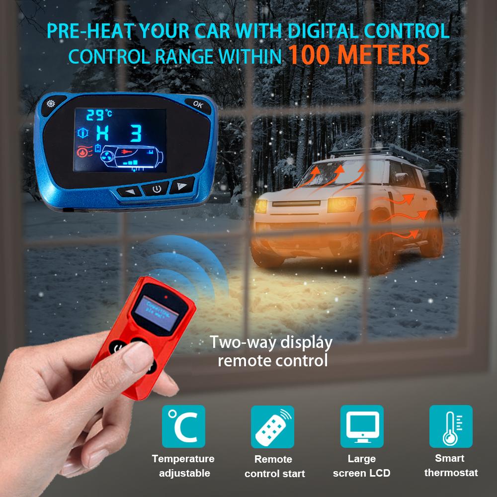 12V/24V/220V Diesel Air Heater All In One Car Heater with Silencer Remote Control for Car Truck Boat RV Parking Diesel Heater