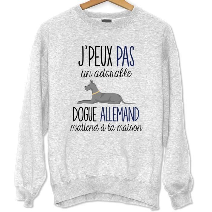 Sweat - Dogue Allemand - Unisexe - Humour Drôle - Manches Longues - Gris