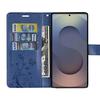 Coque pour Samsung Galaxy S25 Ultra - BOOLING - Synthécuir Relief Floral Artistique Bleu Foncé - 2 Verres Trempés