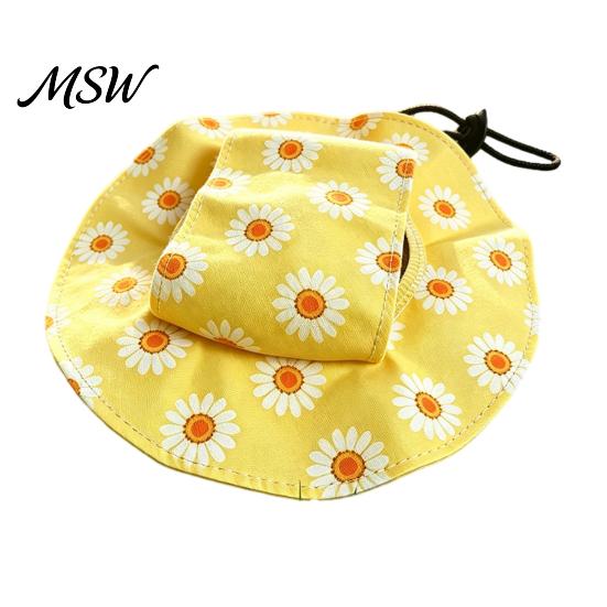 Cute Cat Head Accessory Beach Hat, Summer Cap with Ear Holes, Adjustable Pet Sun Hat for Hiking Small Dogs Cats Outdoor Protection Headwear