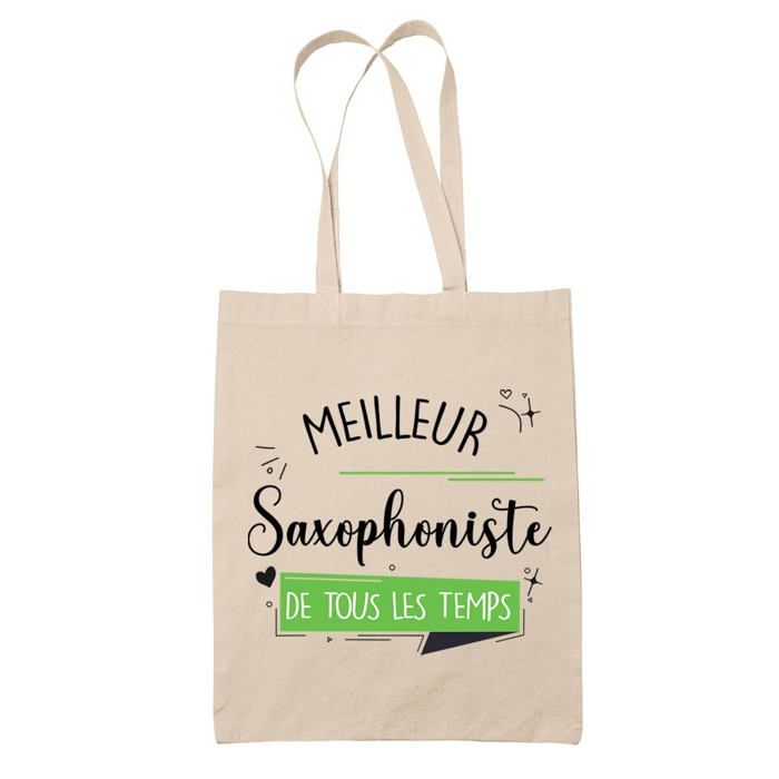 Tote bag - PLANETEE - Saxophoniste meilleur de tous les temps - Coton - Imprimé en France - Grande contenance