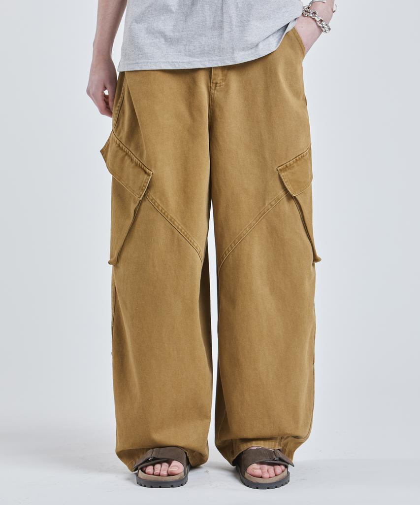 VTWO Washed Wide Cargo Cotton Pants (Khaki)