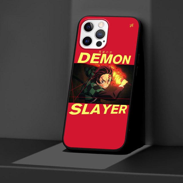 Case For Apple Iphone 11 13 12 Mini 14 Pro Max Xr 7 8 +Se 2020 Xs 6 6s Plus 5 5s Black Silicone Phone Cover Anime Demon Slayer