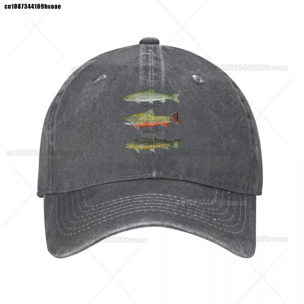 Коричневая Радужная Форель Триада Бейсболка Унисекс Потертая Стиранная Snapback Кепка Рыбалка Нахлыст На Открытом Воздухе Бег Гольф Кепки Шляпа