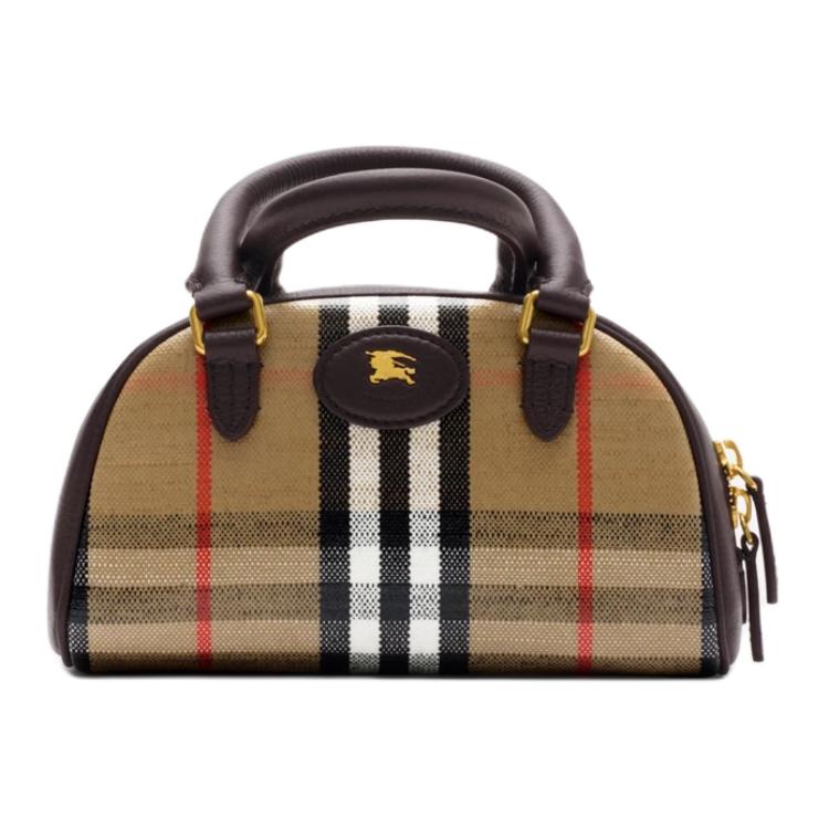 Burberry Classic Logo Cuffed Handle Cotton Mini Crossbody Tote Bag Women handbags Beige 81152811