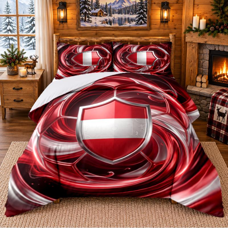 Printed 3Pcs Bedding Set Austria Football Pattern Bed Sheet Pillowcase For Bedroom Decor