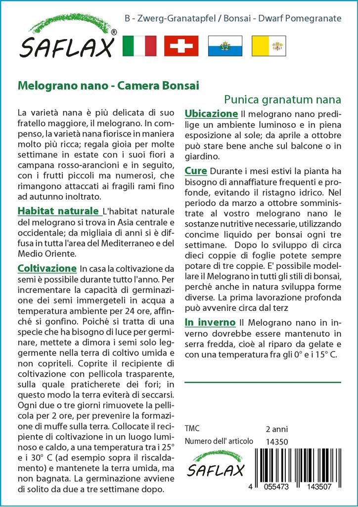 SAFLAX Garden in the Bag - Бонсай - Карликовый гранат - 50 семян - С субстратом в подходящем пакете-стойке - Punica granatum nana